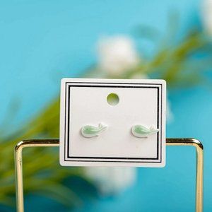 Porcelain Handmade Mini Green Whale Stud Earrings